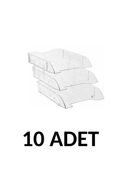 KRAF 10 Adet Hareketli Evrak Rafı Şeffaf 3`lü 829g ürün görseli
