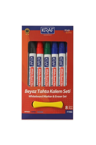 KRAF Beyaz Tahta Kalemi & Silgi Set 8'li - 778g - 1