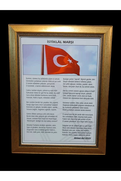 Panda İstiklal Marşı Portre Atatürk Tablo 60x80cm Sari Yalduzlı - 1