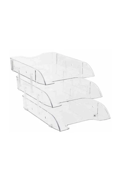 KRAF 10 Adet Hareketli Evrak Rafı Şeffaf 3`lü 829g - Resim 3