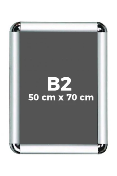 PROJENEON B2 50x70cm Alüminyum Çerçeve Rondo Köşe Aç Kapa Açılır Kapanır Klik Klak Çerçeve - 1