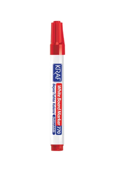 KRAF Doldurulabilir Kırmızı Beyaz Tahta Kalemi - 1