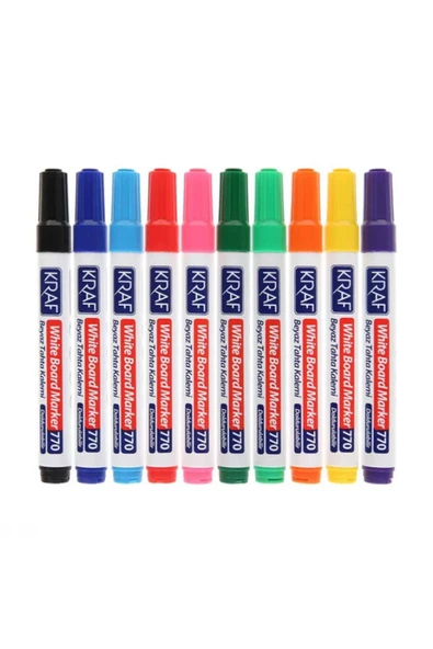 KRAF 770-10 Doldurulabilir Beyaz Tahta Kalemi 10'lu Set - 2