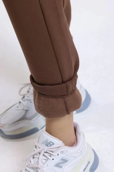 3 iplik şardonlu paça lastikli eşofman kahve is001 - Resim 6