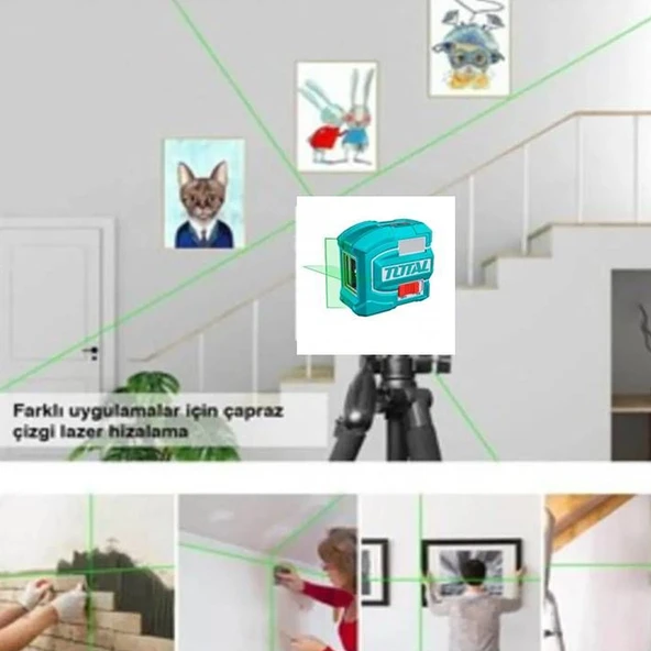 Total TLL156601 Yeşil Çizgi Lazer Terazi Seviyesi 35m Dayanıklı Hassas Ölçüm Taşıma Çantalı Model - Resim 3