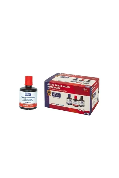 KRAF Beyaz Yazı Tahtası Mürekkebi Kırmızı 100 Ml X 6 Adet - 1