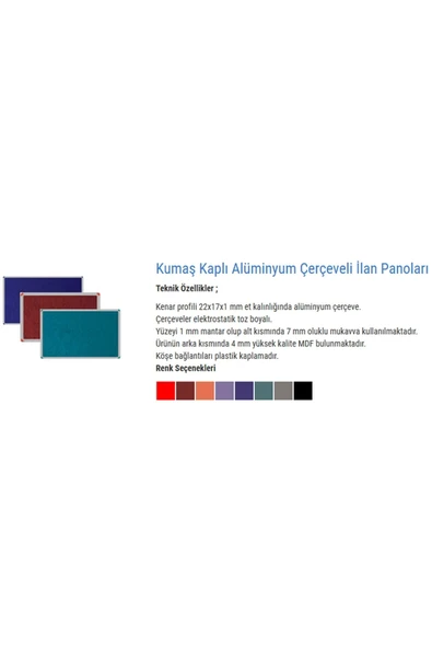 Panda 90x120 Cm Kumaş Kaplı Pano Duvara Monte Alüminyum Çerçeveli - 6