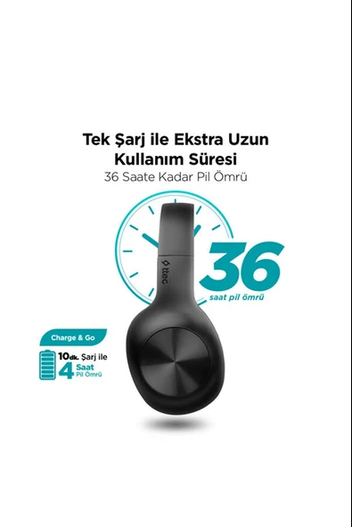 Ttec SoundMax 2KM117S Mikrofonlu Kulak Üstü Siyah Bluetooth Kulaklık - Resim 6