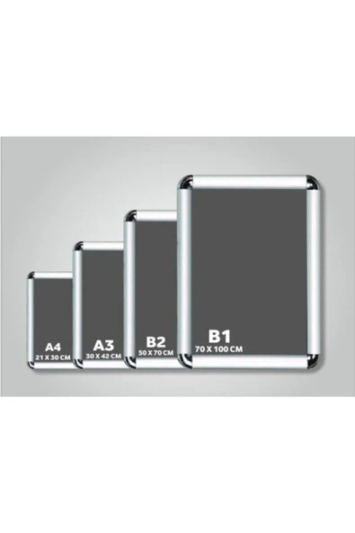 Alüminyum B2 50x70cm Çerçeve 1 Adet Rondo Köşe Aç Kapa Açılır Kapanır - Resim 5