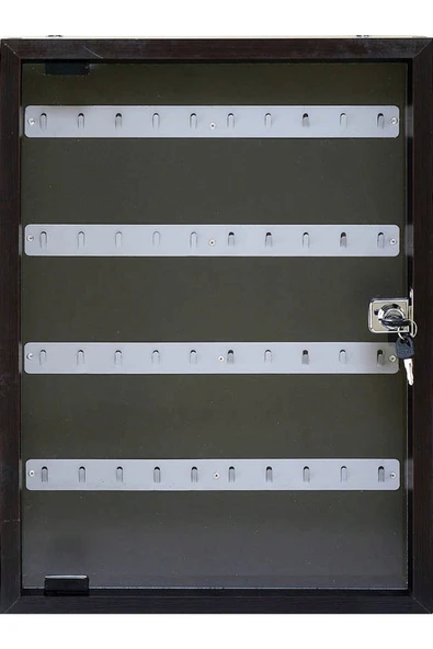 Panda 37x52 Cm 40'lı Ahşap Anahtar Dolabı Camlı Kapaklı Kilitli Pano ürün görseli