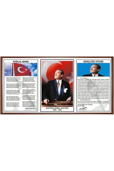 Panda Milli Levha 3'lü 45x90 Ahşap Çerçeve Pan424 - 1