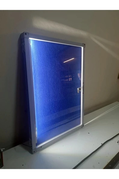 Panda İlan Duyuru Sunum Panosu 50x70cm Led Işıklı Alüminyum Kilitli kapaklı Camekanlı Pano - Resim 2