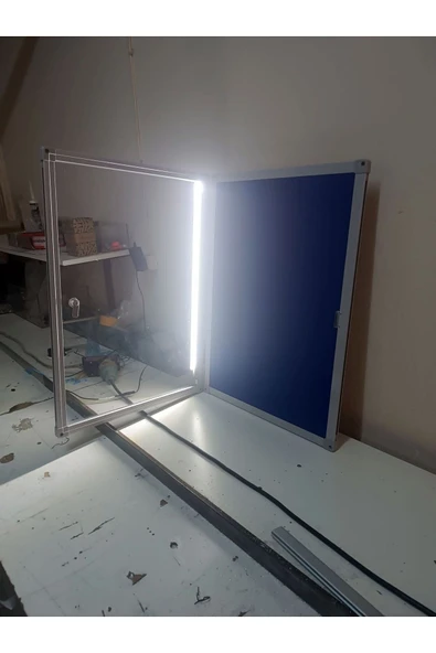 Panda İlan Duyuru Sunum Panosu 50x70cm Led Işıklı Alüminyum Kilitli kapaklı Camekanlı Pano - Resim 7