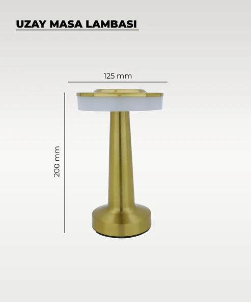 Gold Uzay Masa Lambası - Dokunmatik - 3 Renk Işık - 2