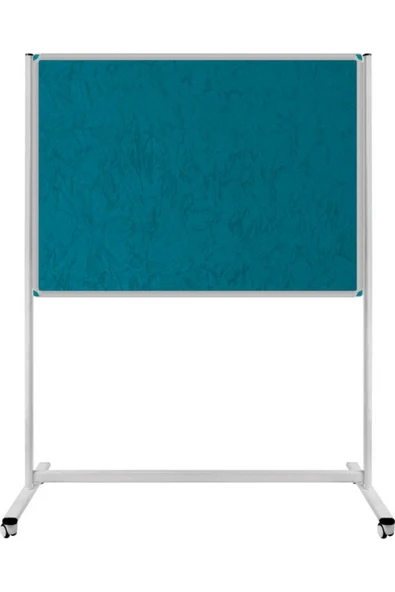 Panda 120X200 CM TEK TARAFLI SABİT - TEKERLEKLİ AYAKLI TURKUAZ KUMAŞLI PANO-PAN184 - 1
