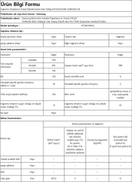 Samsung RT58K704RSL/TR Çift Kapılı No Frost Buzdolabı - Resim 3