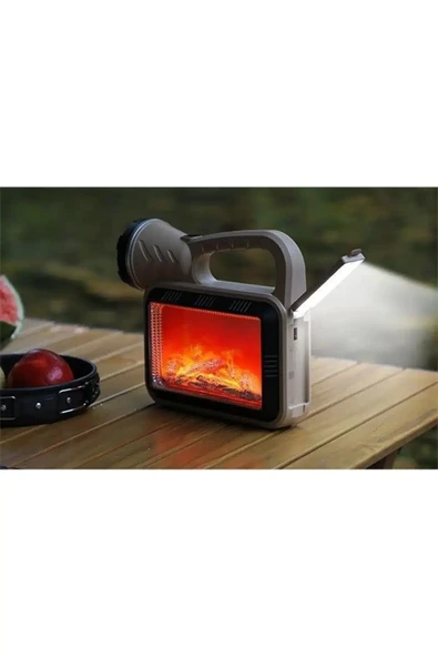 Güneş Enerjili Şömineli Çok Fonksiyonlu Çift Işık Kaynağı Usb Şarjlı Solar El Feneri - Resim 3