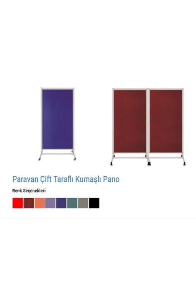 Panda 90x180 Cm Çift Taraflı Sabit Tekerlekli Kumaş Kaplı Ayaklı Paravan - 2