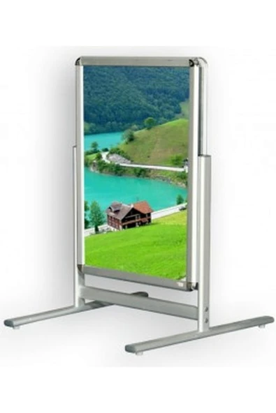 OfisDS B2 50X70 cm Çift Iki Taraflı Kısa Ayak Alüminyum Reklam Poster Kaldırım Pano - Resim 3