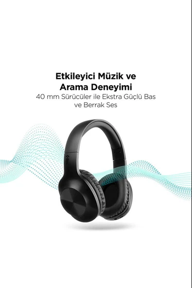 Ttec SoundMax 2KM117S Mikrofonlu Kulak Üstü Siyah Bluetooth Kulaklık - Resim 2