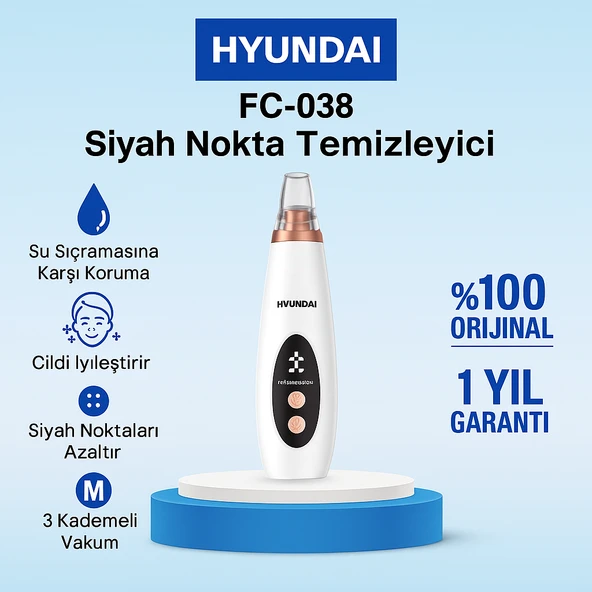 Hyundai Vakumlu Siyah Nokta Temizleyici  6 Başlık, Güçlü Vakum, Şarjlı 6 Başşlıklı