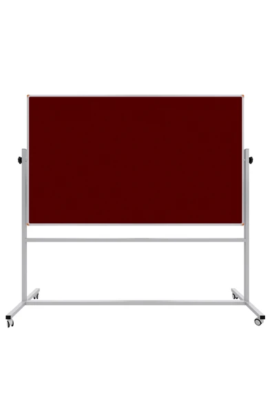 Panda 120X140 CM ÇİFT TARAFLI 360 DÖNERLİ TEKERKLİ MOBİL BORDO KUMAŞLI PANO-PAN187 - 1