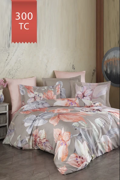 Varol Royal Saten Tek Kişilik 300TC Nevresim Takımı  - ERİCA - 1