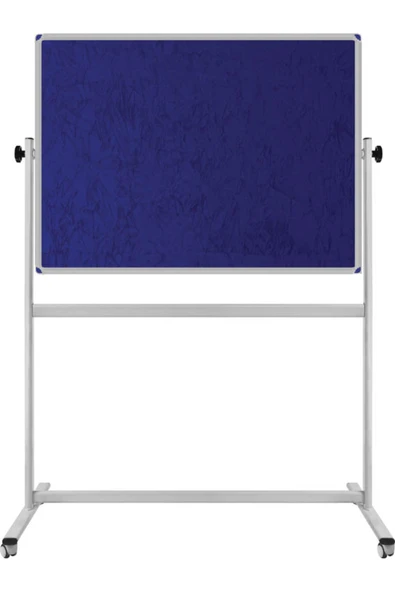 Panda 120X200 CM ÇİFT TARAFLI 360° DÖNERLİ TEKERKLİ MOBİL MAVİ KUMAŞLI PANO-PAN188 ürün görseli