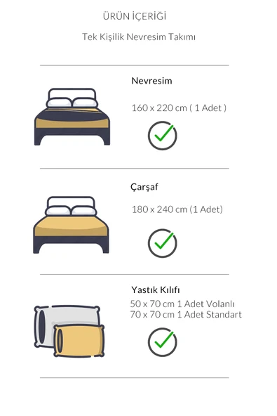 Varol Royal Saten Tek Kişilik 300TC Nevresim Takımı  - MUNA - Resim 3