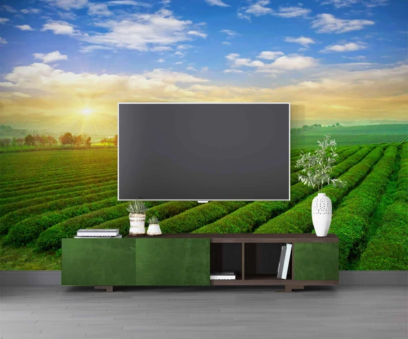 Çiçek Bahçesi Manzaralı Duvar Kağıdı Baskı - Resim 3