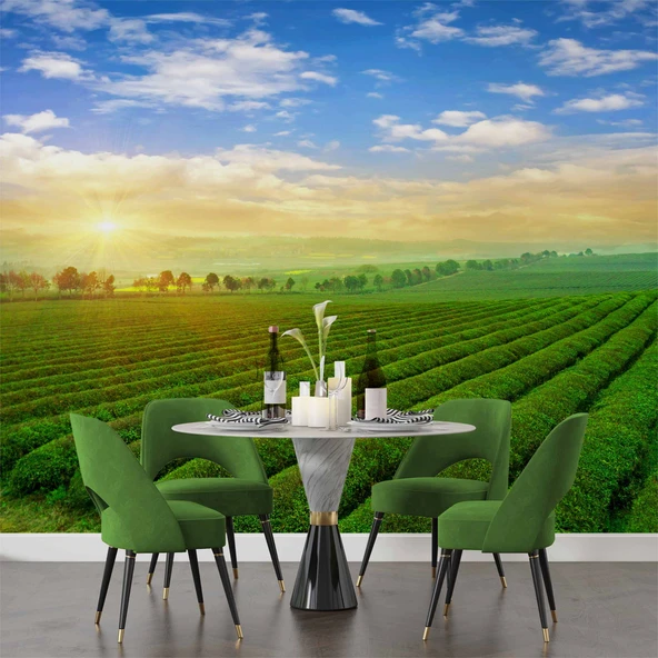 Çiçek Bahçesi Manzaralı Duvar Kağıdı Baskı - Resim 5