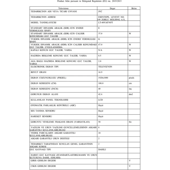 JVC LT-40VAF545T 40 101 Ekran Uydu Alıcılı Full HD Android Smart TV - 3