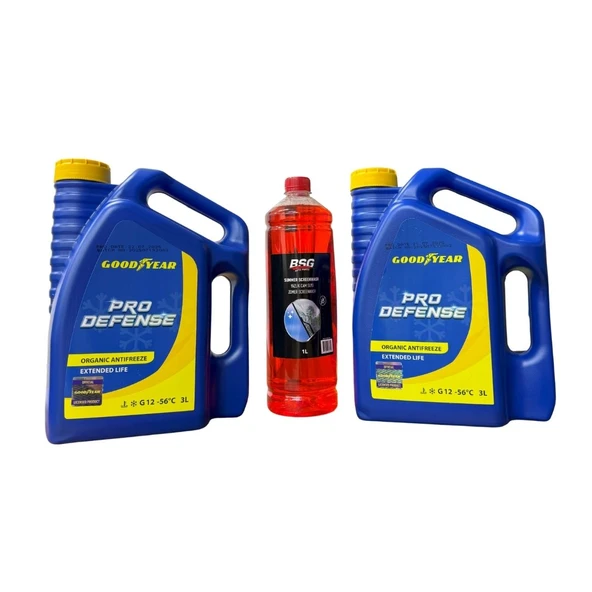2 Adet Antifriz Kırmızı Organik -56° 3 Lt + Cam Suyu 1 Lt Konsantre Araç Bakım Seti ürün görseli