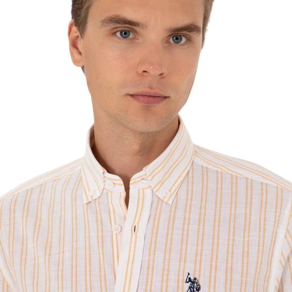 Erkek Sarı Uzun Kollu Gömlek - Resim 6