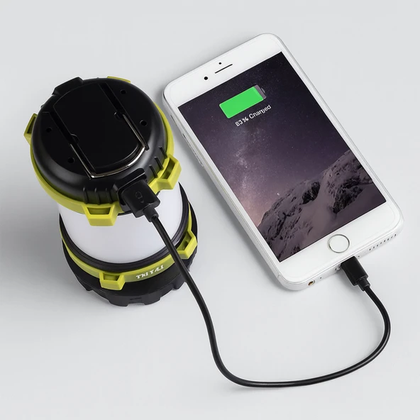 KE47703 LED Kamp Lambası Fener Işıldak 3000mAh Şarjlı ABS Gövde Masa Lambası Fonksiyonlu Güçlü Işık - Resim 3