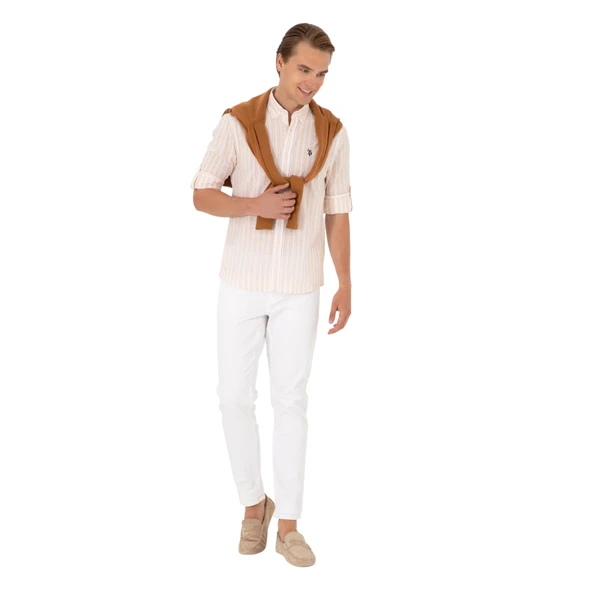 Erkek Sarı Uzun Kollu Gömlek - Resim 4