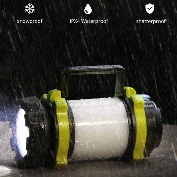 KE47703 LED Kamp Lambası Fener Işıldak 3000mAh Şarjlı ABS Gövde Masa Lambası Fonksiyonlu Güçlü Işık - Resim 7