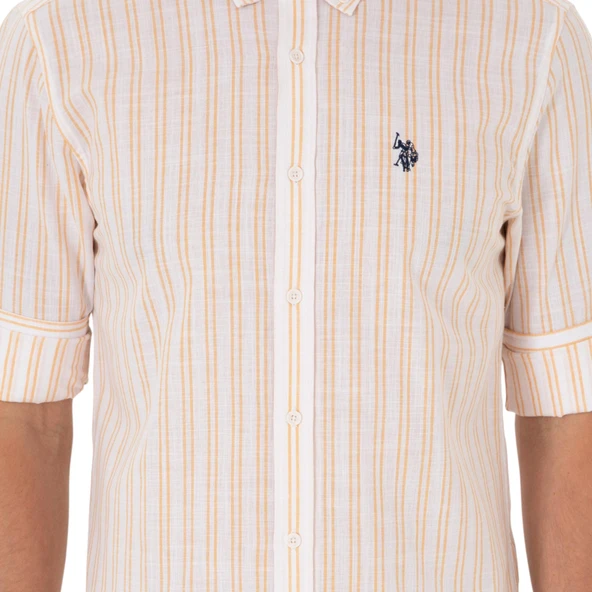 Erkek Sarı Uzun Kollu Gömlek - Resim 5