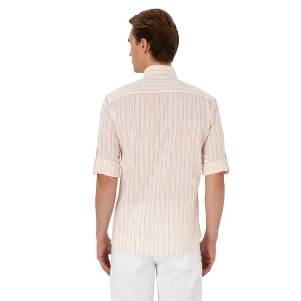 Erkek Sarı Uzun Kollu Gömlek - Resim 8