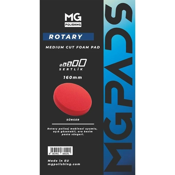 MG PADS Rotary Ara Kesim İnce Pasta Süngeri (Kırmızı) - 160 Mm - 3