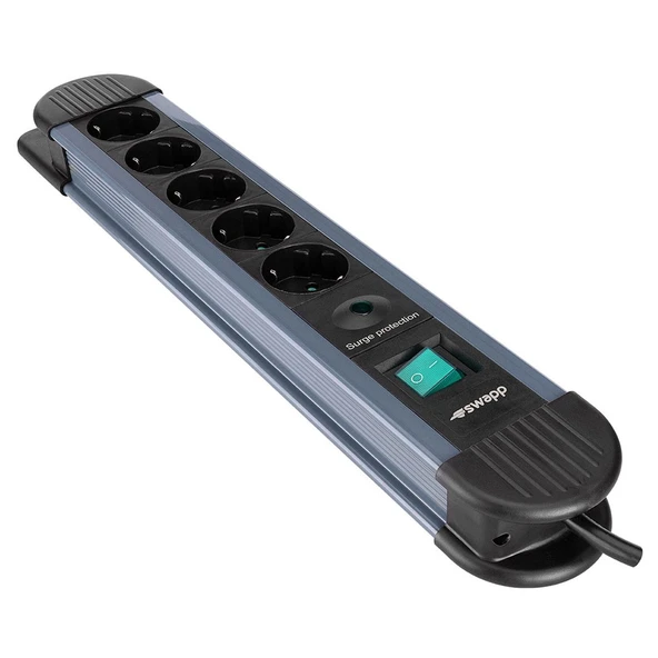 S-link Swapp SPGKS05 1.5m 3G1.5mm2 900 Joule 5Li Akım Korumalı Gri Priz Çoklayıcı 17382 - 3