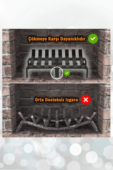 Şömine Izgarası 6 Çubuklu 36 Cm X 32 Cm Ekstra Dar Gözlü Izgara - 5