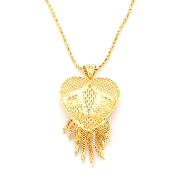 Altın Kaplama Hint Model Desenli Kolye KLY-656 - Resim 2