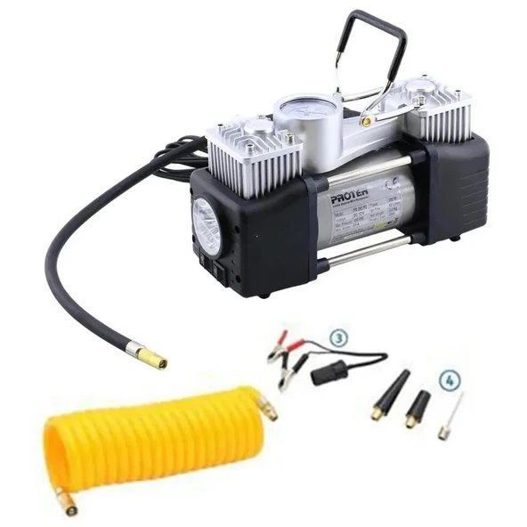 Proter PR 265 P2 Çift Piston Lastik Şişirme Bez Çantalı 12V 150PSI - P3KR217 - 2