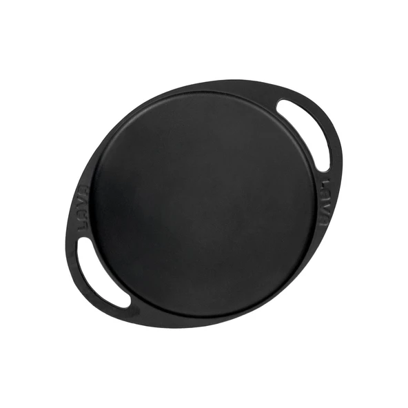 Lava Döküm Yuvarlak Saç Kavurma Tavası Döküm Demir Yekpare Çift Kulplu Çap(Ø)20cm.-Bordo - Resim 3