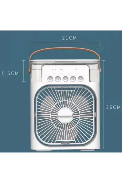Tntech 5 Spreyli Işıklı Su Püskürtmeli Vantilatör Mini Fan Buhar Makinesi Nemlendirici Siyah TNT-HR001 - 5