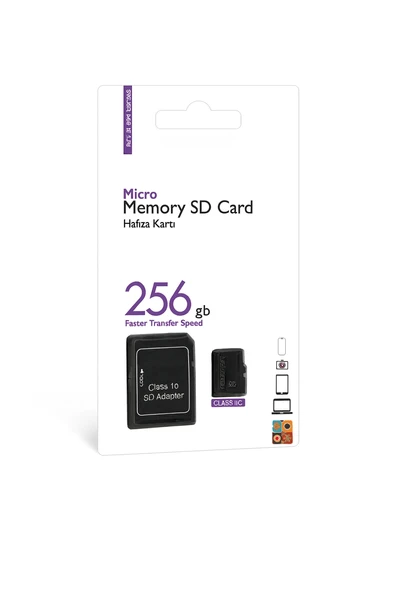 256GB Class 10 Micro SD Hafıza Kartı  SD Adaptör  Yüksek Hızlı Veri Depolama - 2