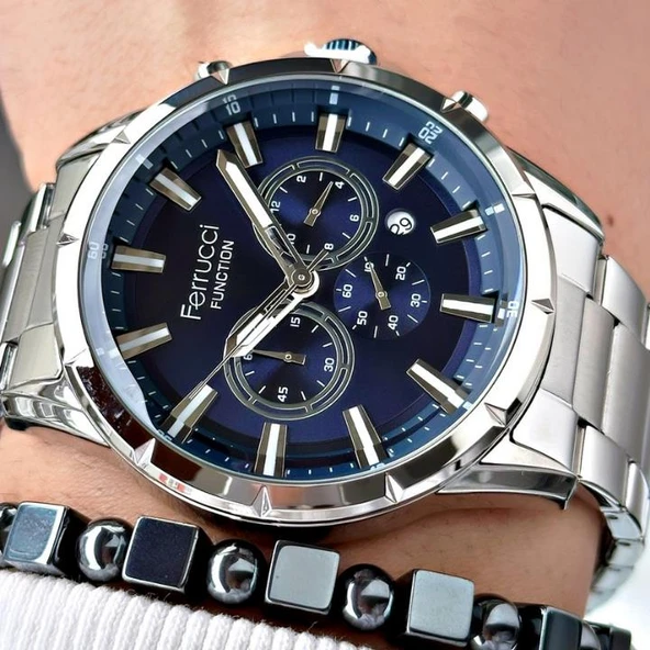 Ferruccı FCF 0525 13605M.01 64073 Erkek Fonksiyon Metal Kol Saati - Resim 3