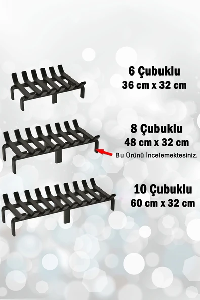 Şömine Izgarası 8 Çubuklu 48 Cm X 32 Cm Ekstra Dar Gözlü Izgara - 4