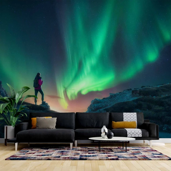 Kutup Işıkları Manzaralı Duvar Kağıdı ürün görseli